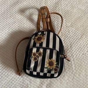 small backpack flowers stripes purse